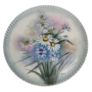 VTG Alka-Kunst Alboth & Kaiser BAVARIA Germany Floral Plate Scalloped Edges Gold